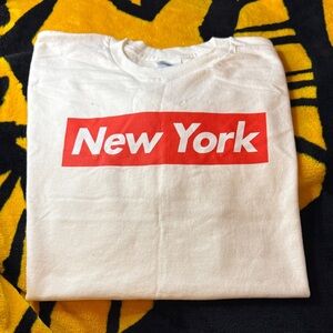 White T-Shirt with Red New York Print